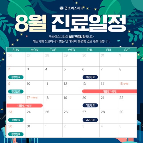 8월 진료일정